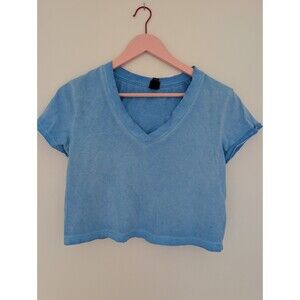 Wild Fable Blue Crop V-neck T-shirt Size Extra Small